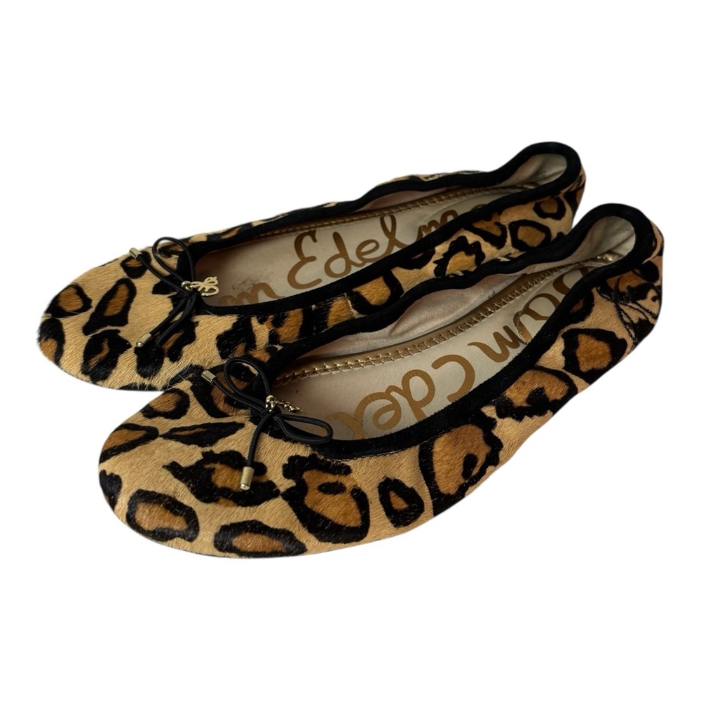 Sam Edelman Women’s Felicia Flat Shoes Calf Hair Leopard Print Wide Width 7.5W - Picture 4 of 9